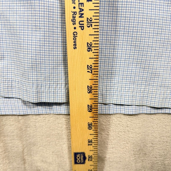 Lands End Mens XL Blue Gingham Check Short Sleeve Button Up Shirt Work‎ Pockets - Picture 5 of 7